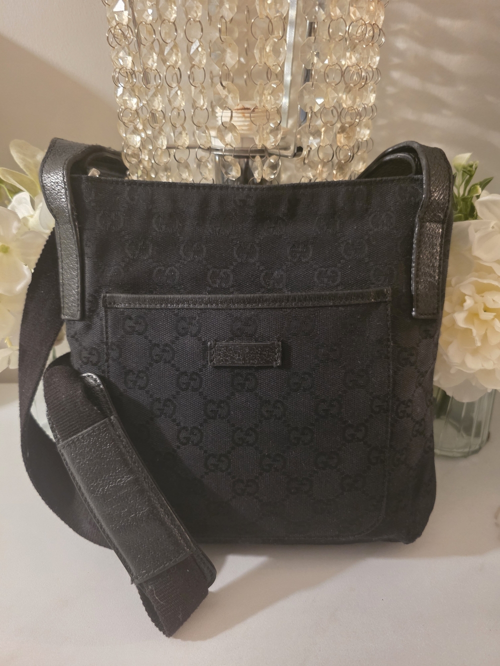 Gucci Black Monogram Messanger Bag
